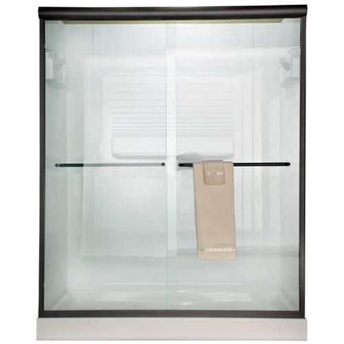 American Standard AM00345.400 Euro Frameless Clear Glass By-Pass Shower Doors - Silver Shine